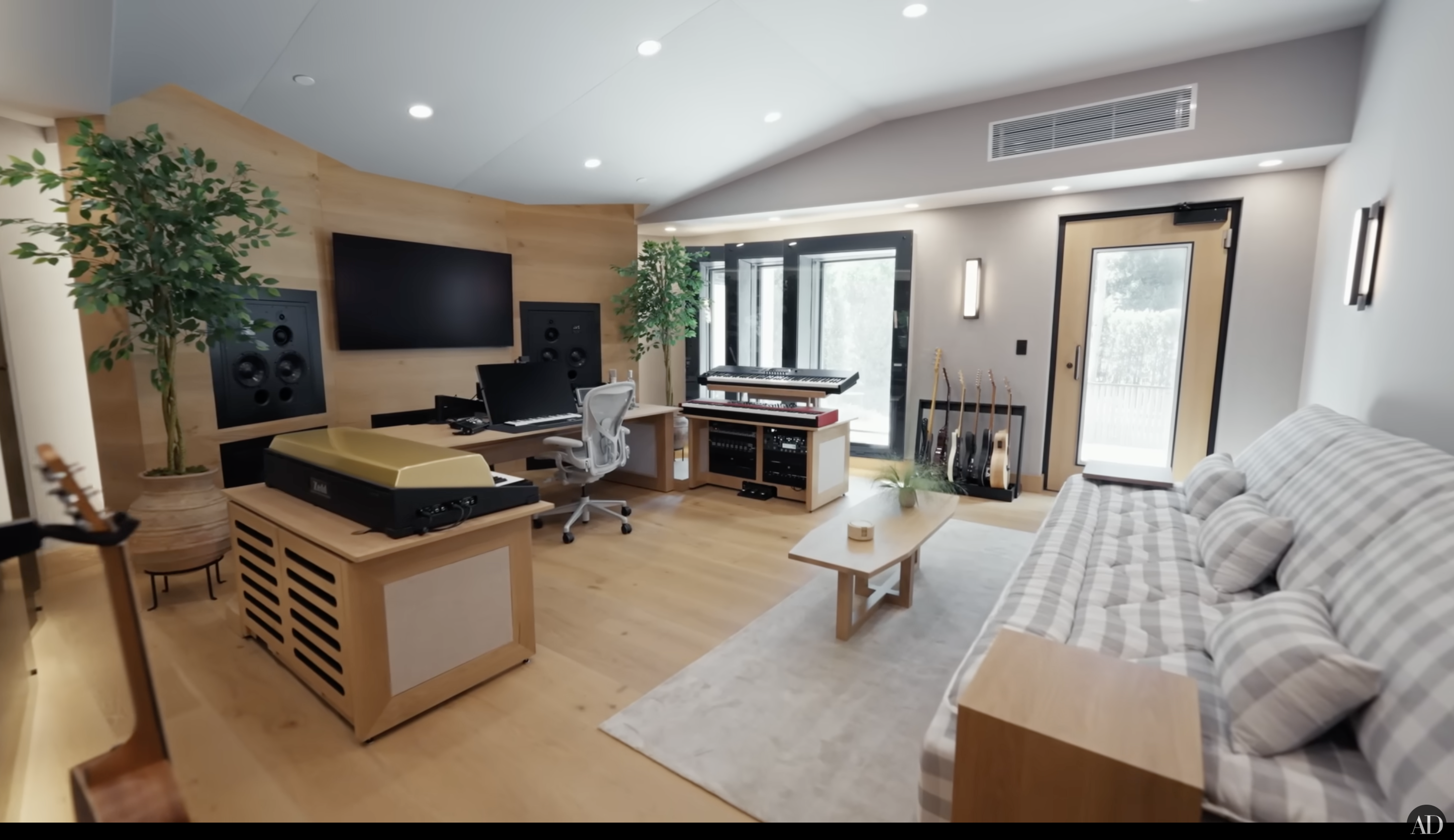 One part of Zedd's sprawling recording studio, posted by Architectural Digest on November 8, 2025. | Source: YouTube/Architectural Digest