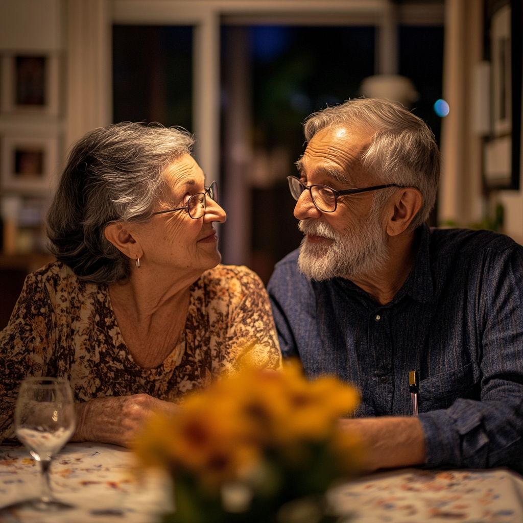 Senior couple having a conversation | Source: Midjourney