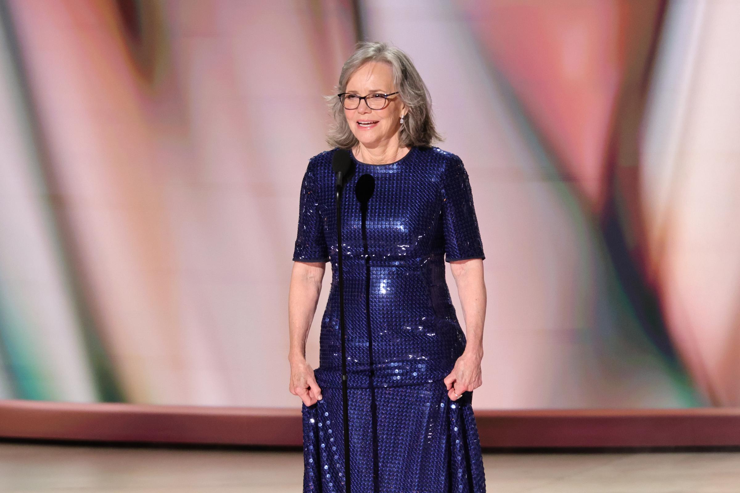 Sally Field speaks onstage during the 78th Emmy Awards. | Source: Getty Images