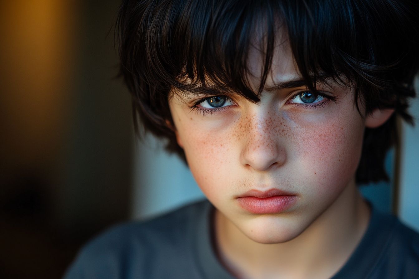 A boy with a sad look on his face | Source: Midjourney