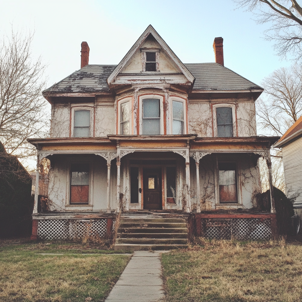 The exterior of an abandoned house | Source: Midjourney