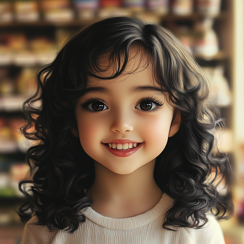 A little girl smiling | Source: Midjourney