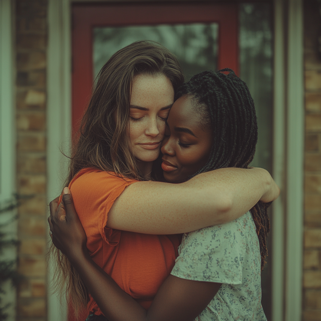 Two women embracing | Source: Midjourney