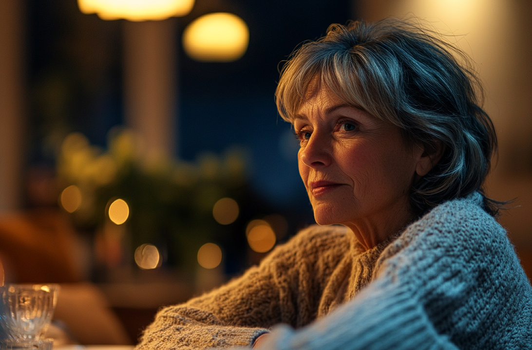 A woman staring at someone during dinner | Source: Midjourney