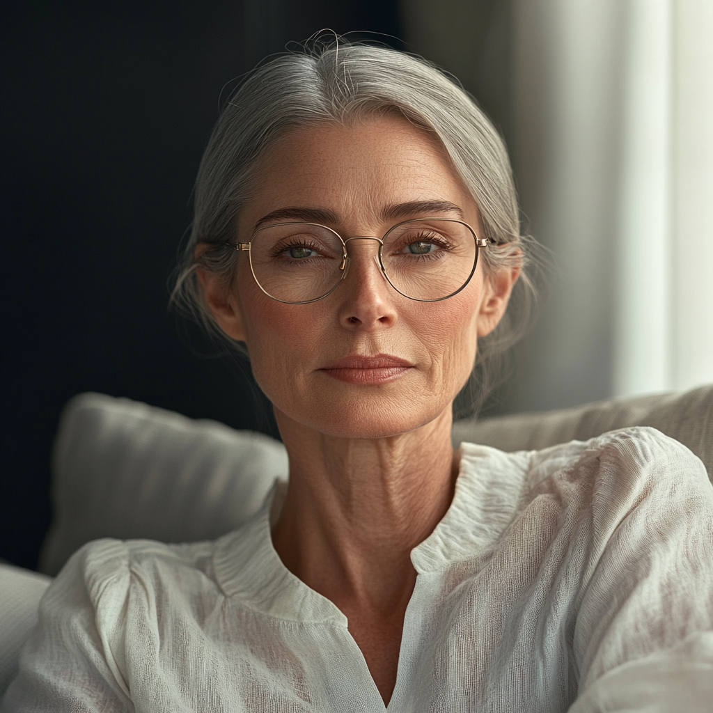 An older woman looking straight ahead | Source: Midjourney