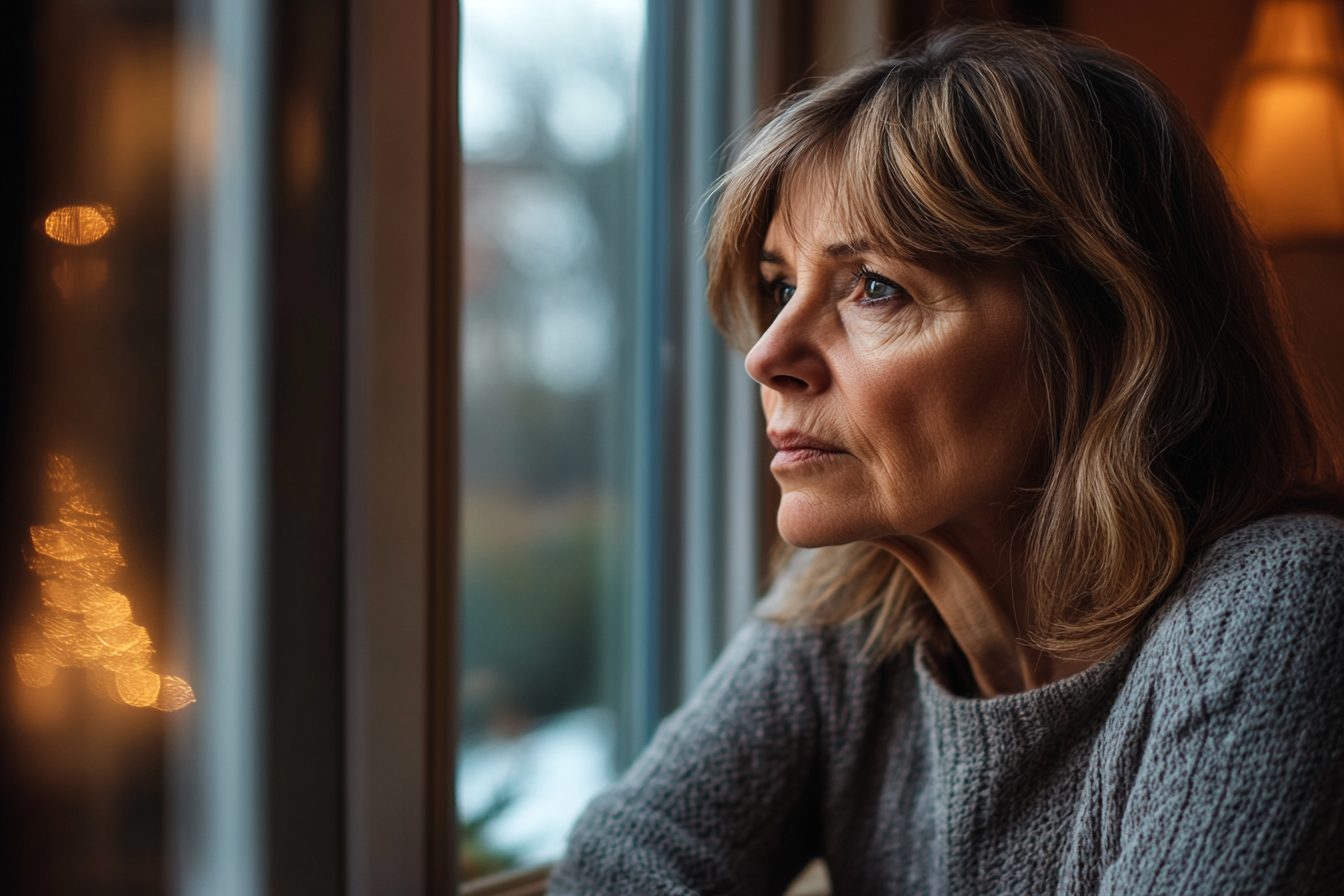 A woman staring out a window | Source: Midjourney