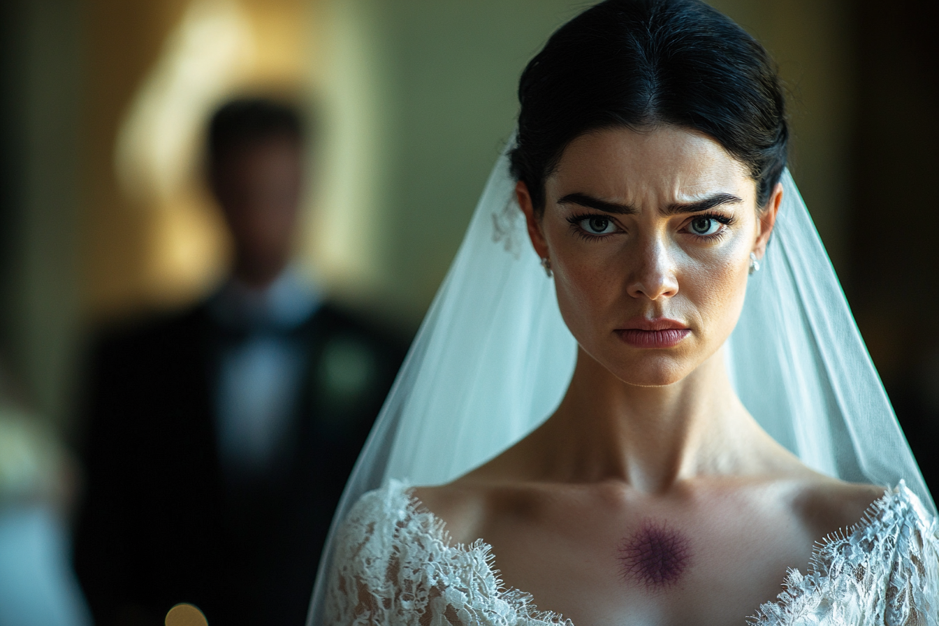 A bride walking away from an altar looking angry | Source: Midjourney