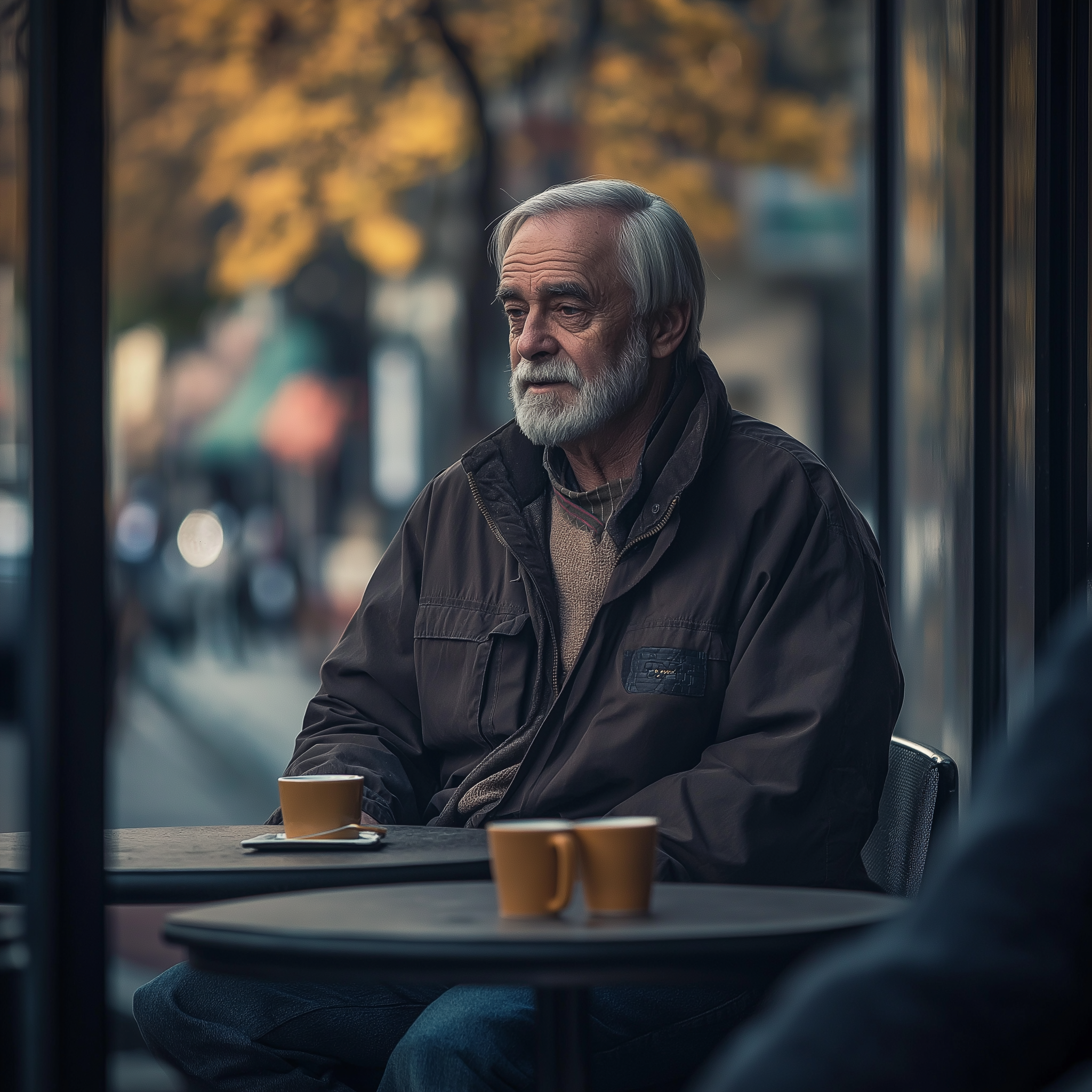 An old man is sitting in a café and looking at someone | Source: Midjourney