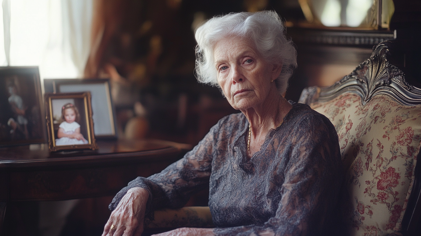 Elderly lady sitting in her chair | Source: Midjourney