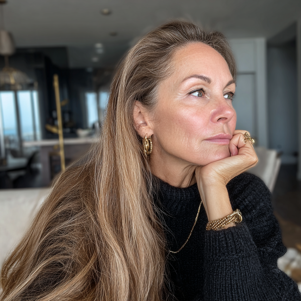 A woman wearing a black sweater | Source: Midjourney