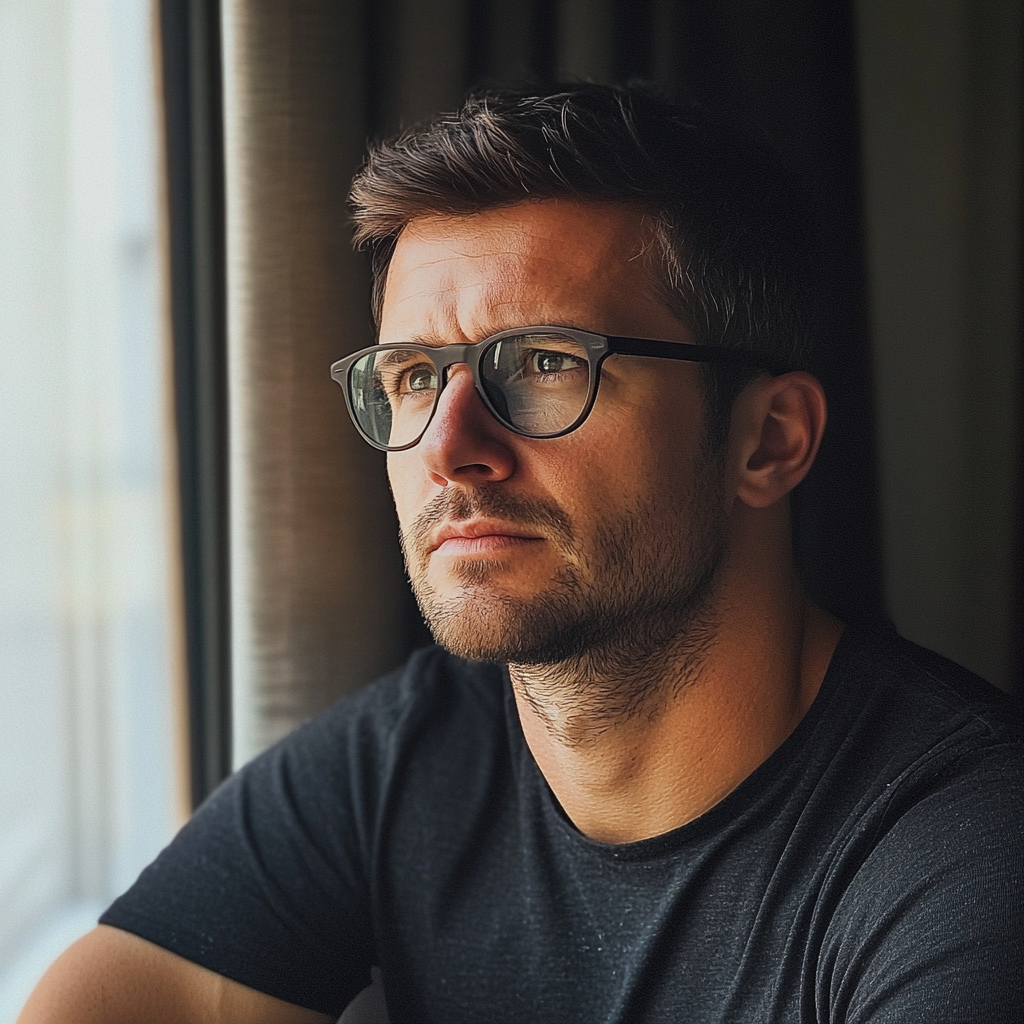 A man sitting by a window | Source: Midjourney