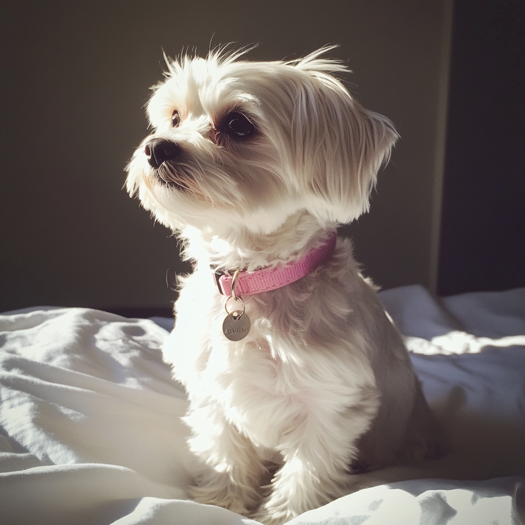 A dog sitting on a bed | Source: Midjourney