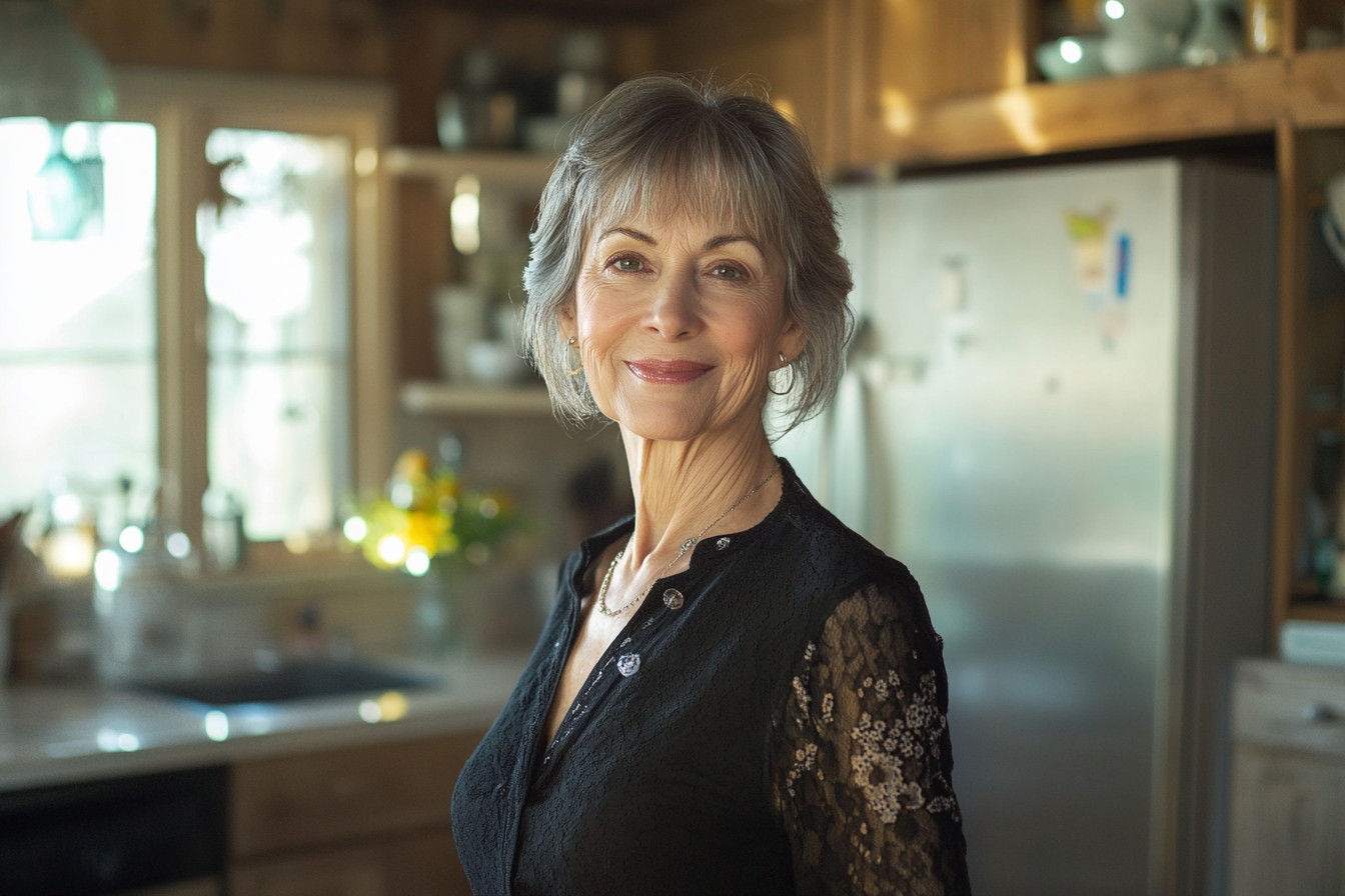 A smiling woman in a kitchen | Source: Midjourney
