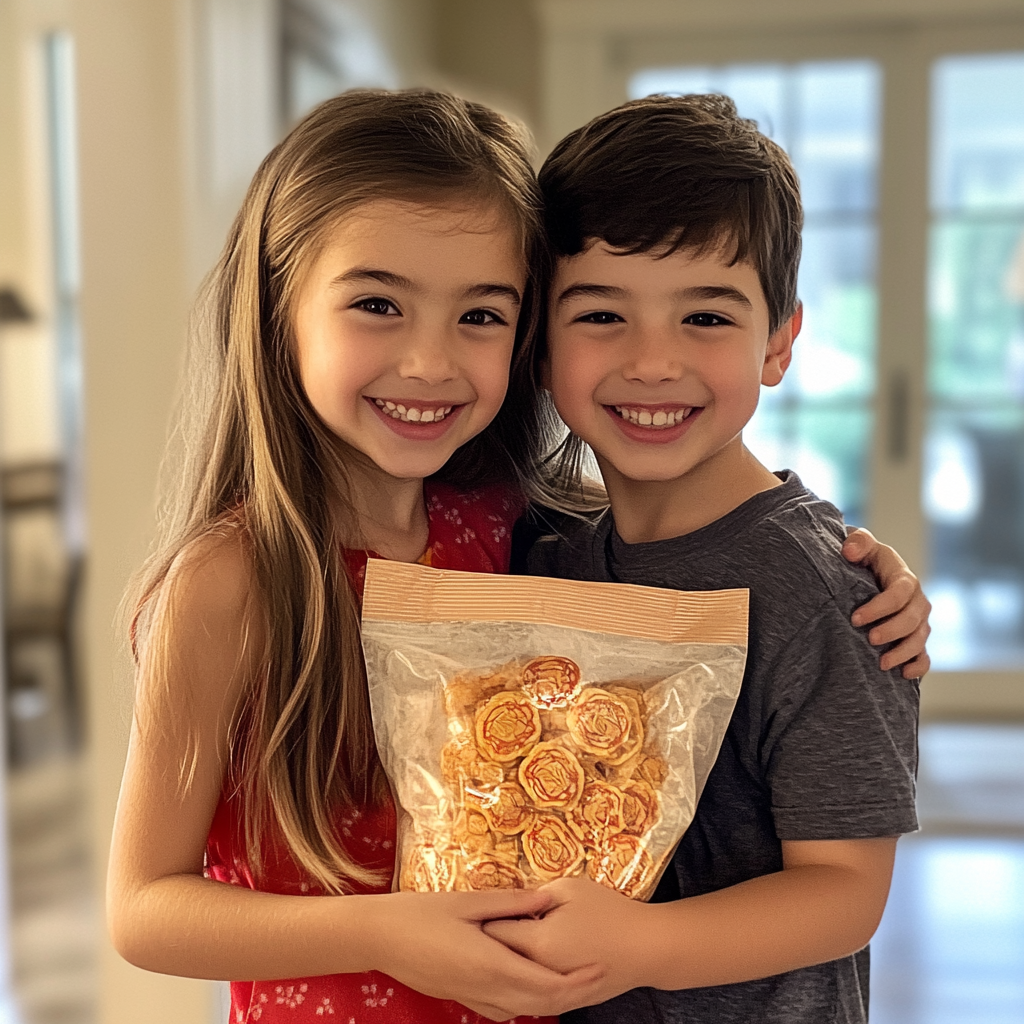 Children holding a bag of fortune cookies | Source: Midjourney