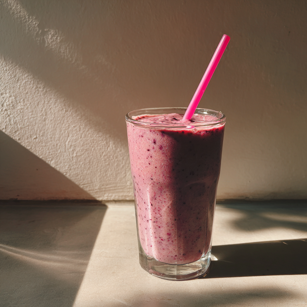 A smoothie with a straw on a counter | Source: Midjourney