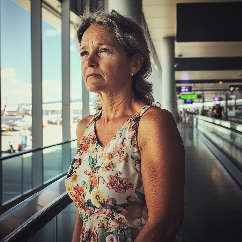 A woman in an airport | Source: Midjourney