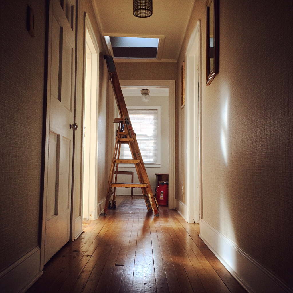 A ladder going into an attic | Source: Midjourney
