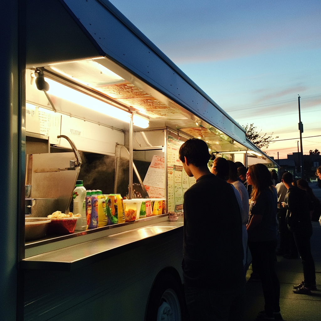 People outside a food truck | Source: Midjourney