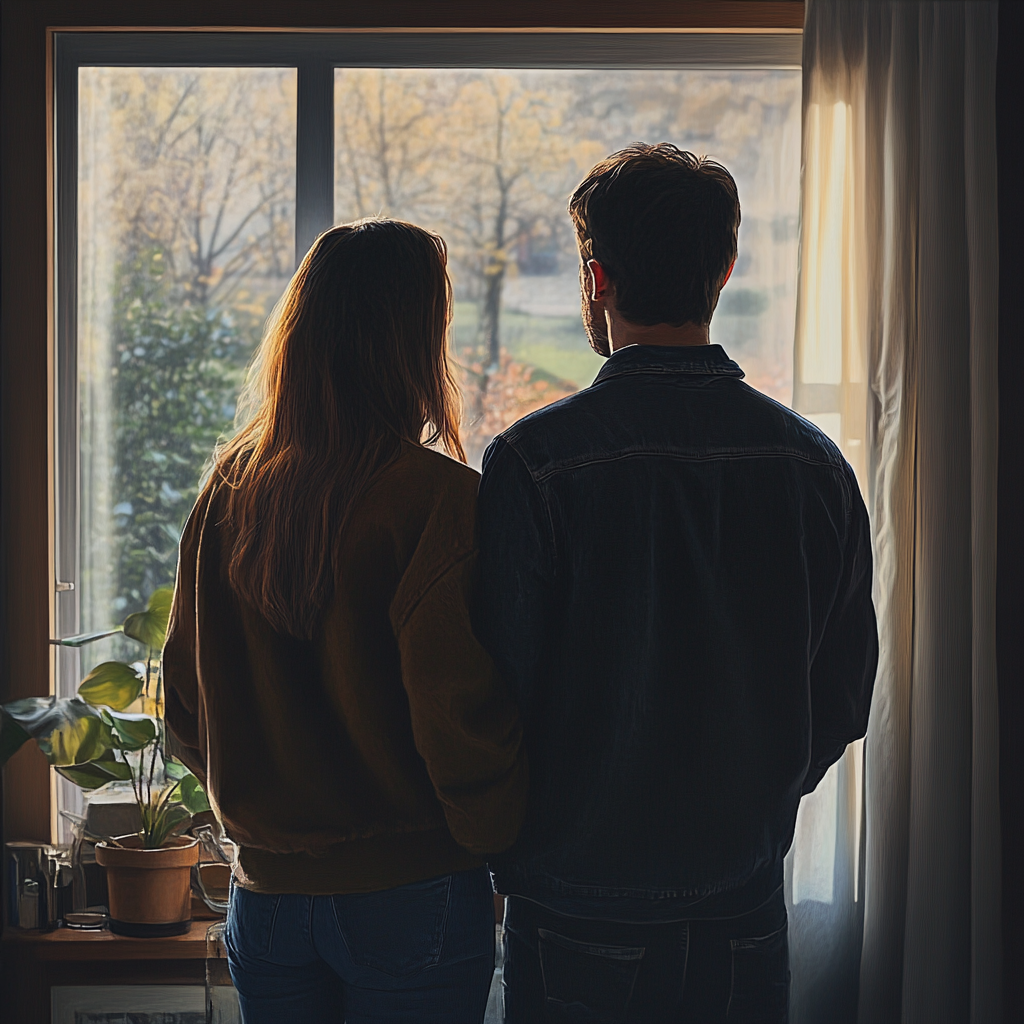 A couple looking out a window | Source: Midjourney