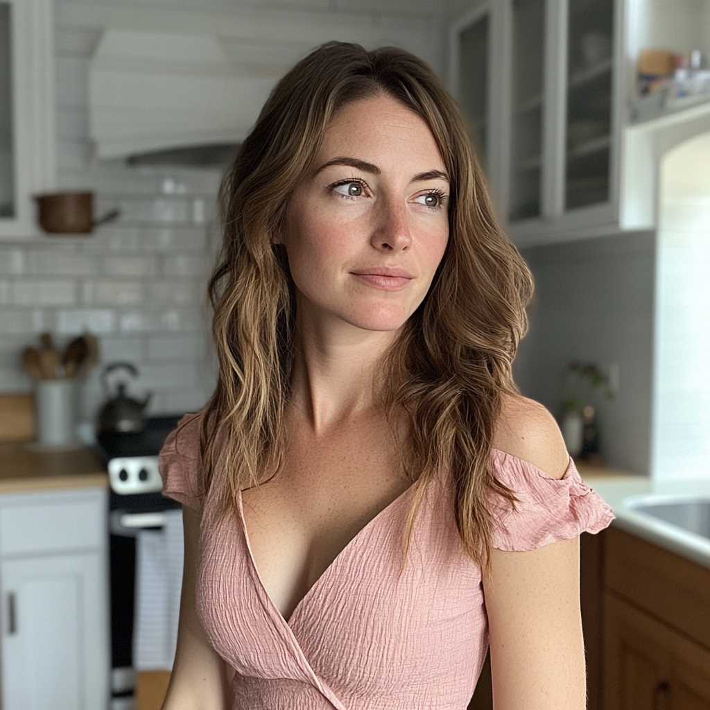 A smiling woman standing in a kitchen | Source: Midjourney