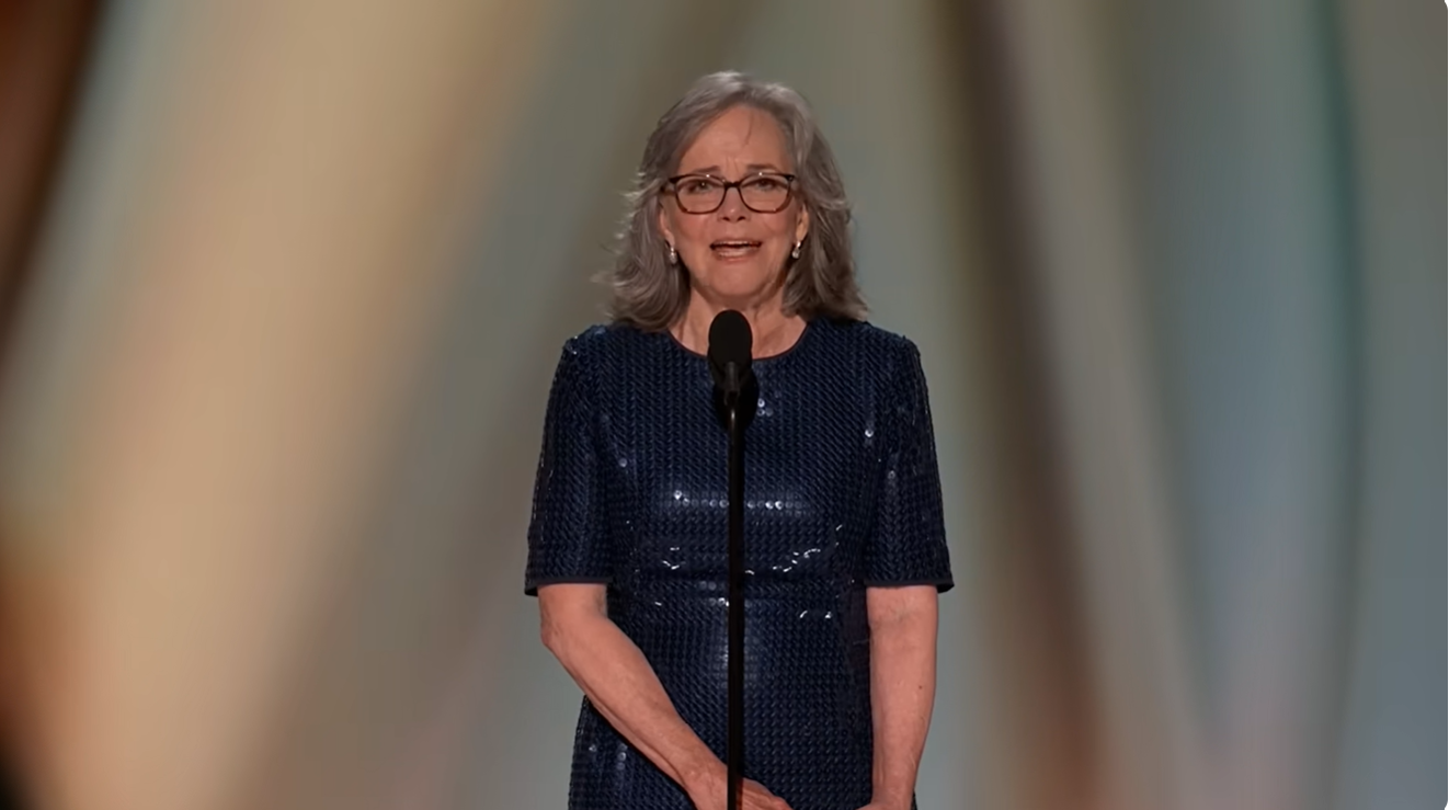 Sally Field speaks during a tribute to Dolly Parton at the 78th Emmy Awards. | Source: YouTube/Television Academy