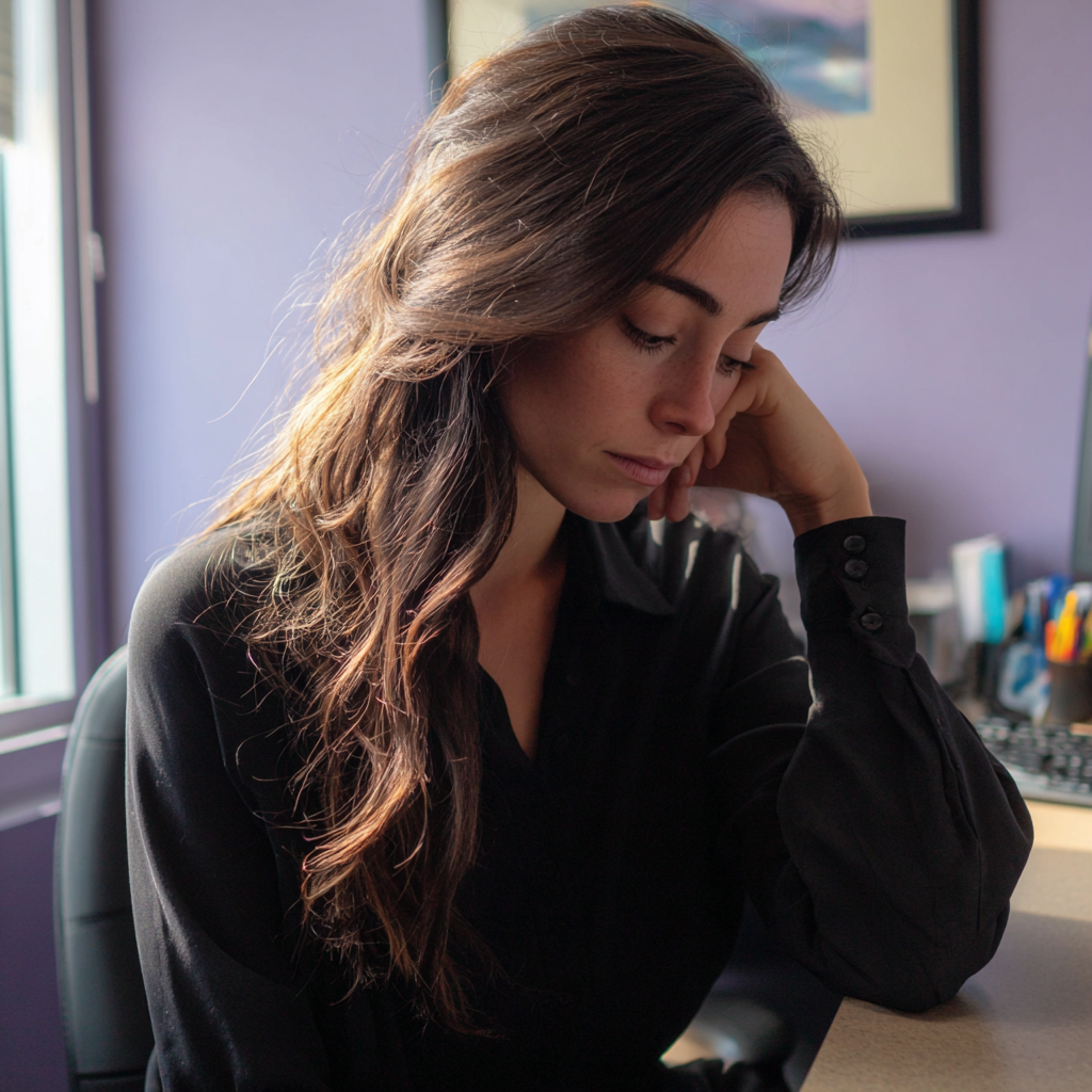 An emotional woman sitting in a doctor's room | Source: Midjourney
