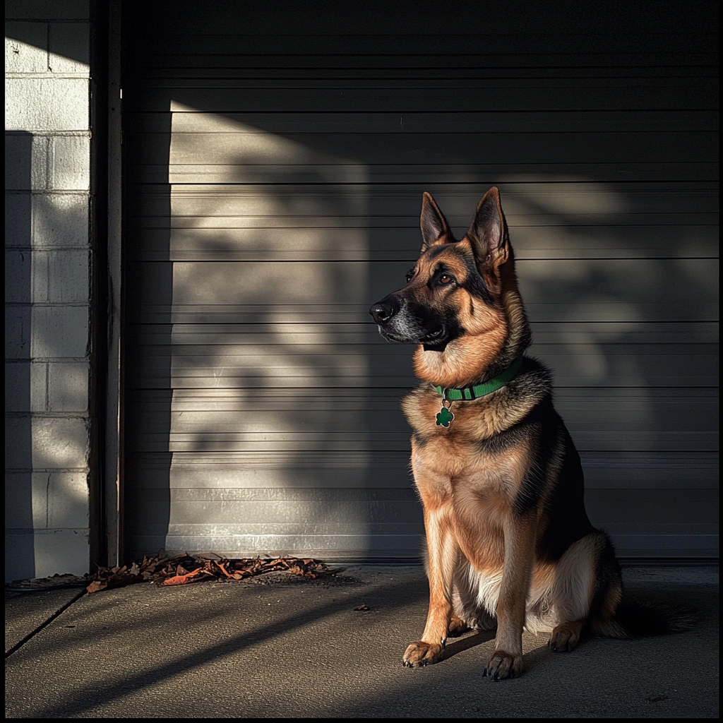 A dog sitting outside | Source: Midjourney