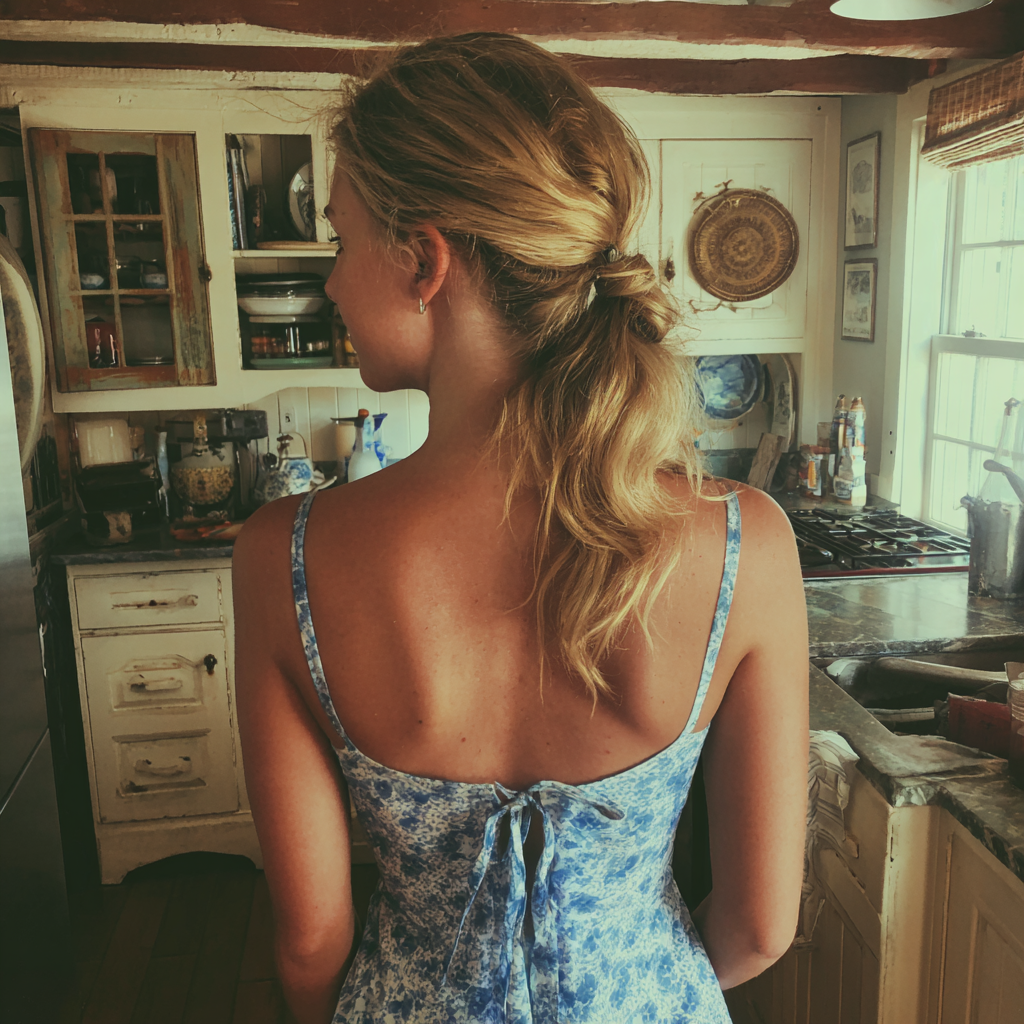 A woman standing in a kitchen | Source: Midjourney