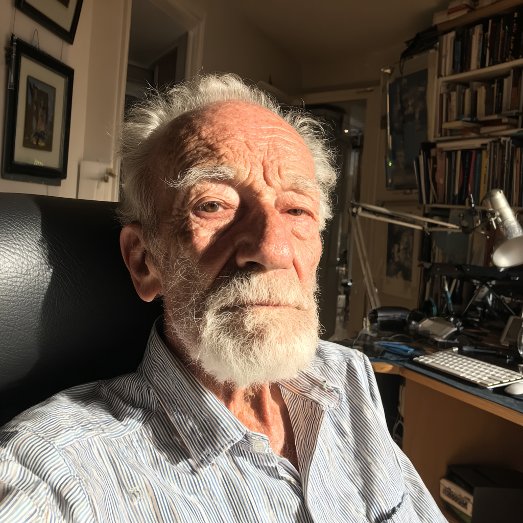 An old man sitting at a desk | Source: Midjourney