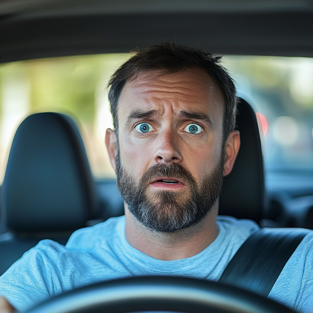 A shocked cab driver | Source: Midjourney