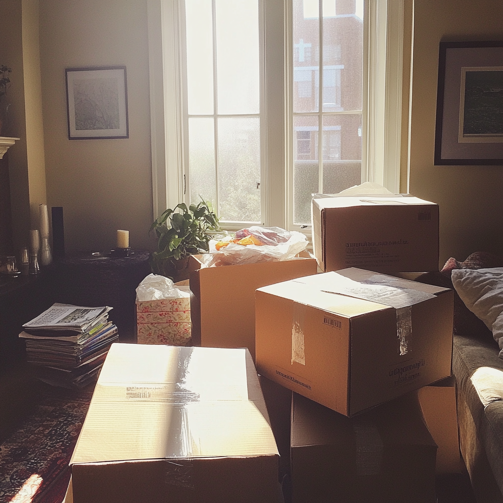 Boxes in a living room | Source: Midjourney