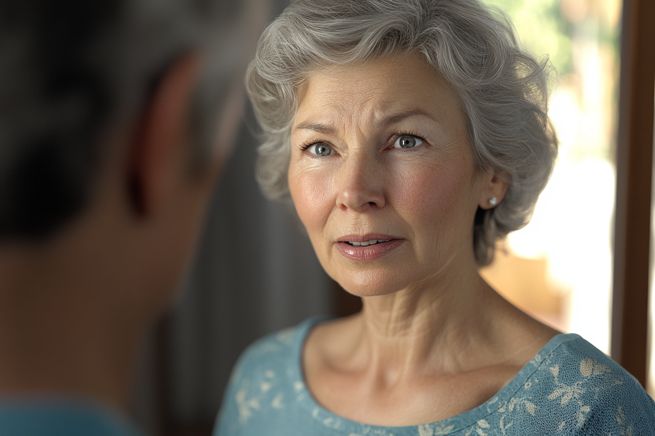 A woman talking to a man | Source: Midjourney