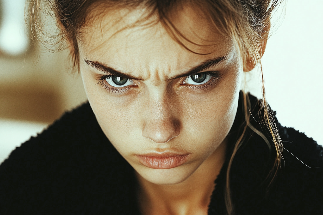 Close up of a furious woman's face | Source: Midjourney