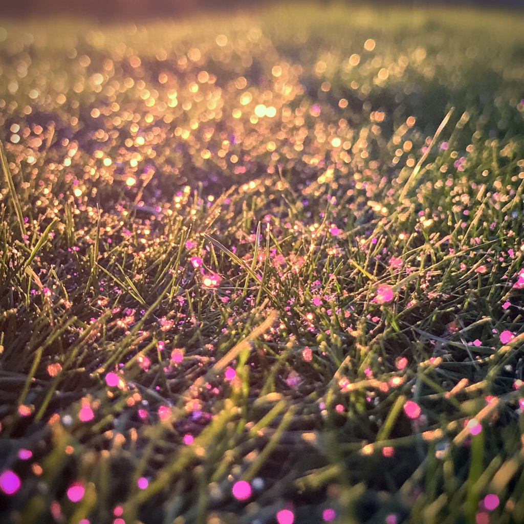 Pink glitter on the grass | Source: Midjourney