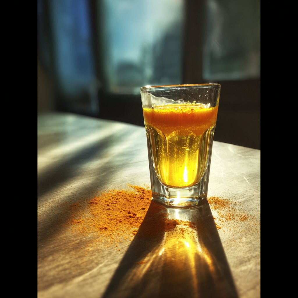 A shot of turmeric water | Source: Midjourney