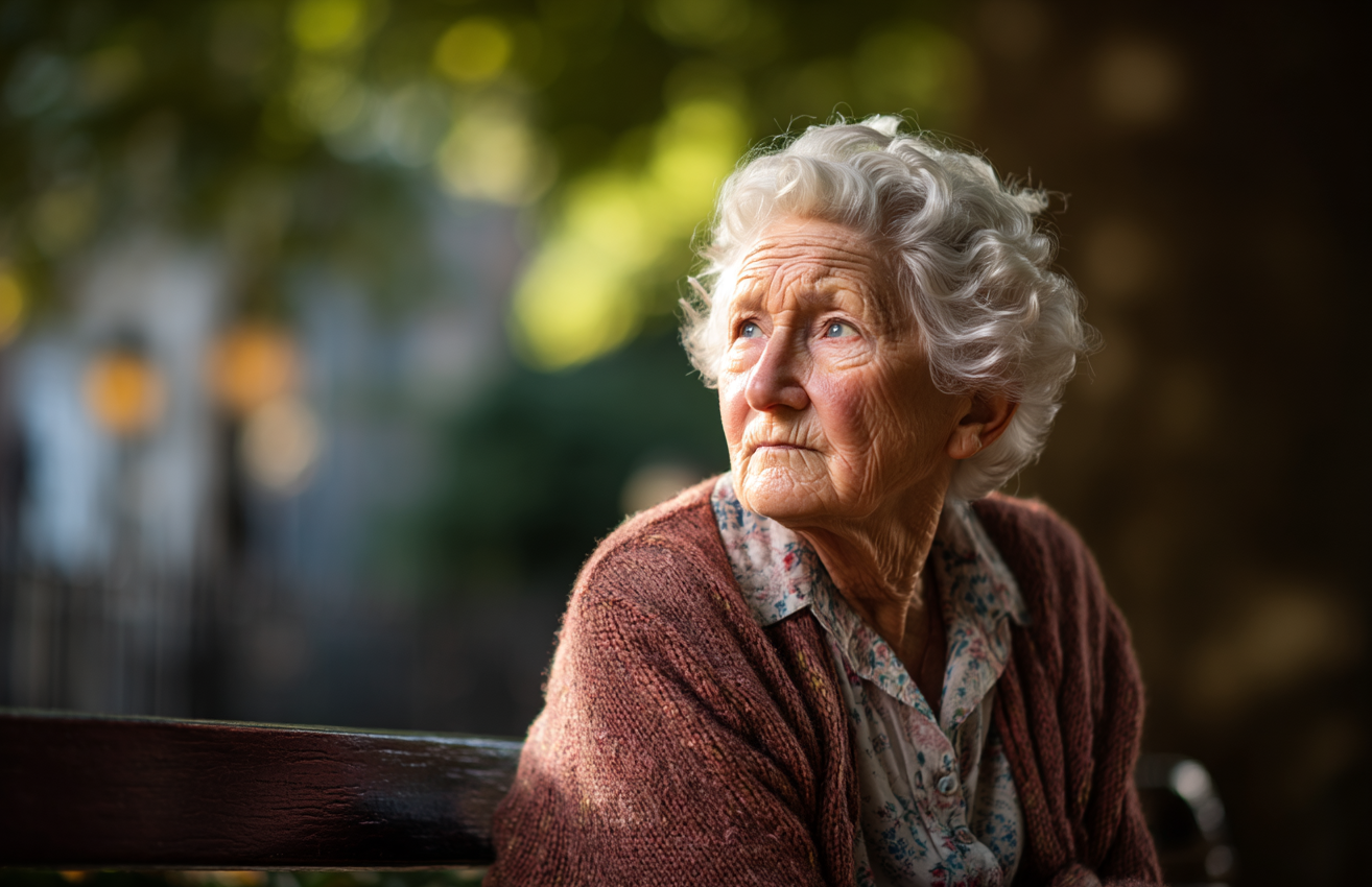 An older woman sitting in a park | Source: Midjourney