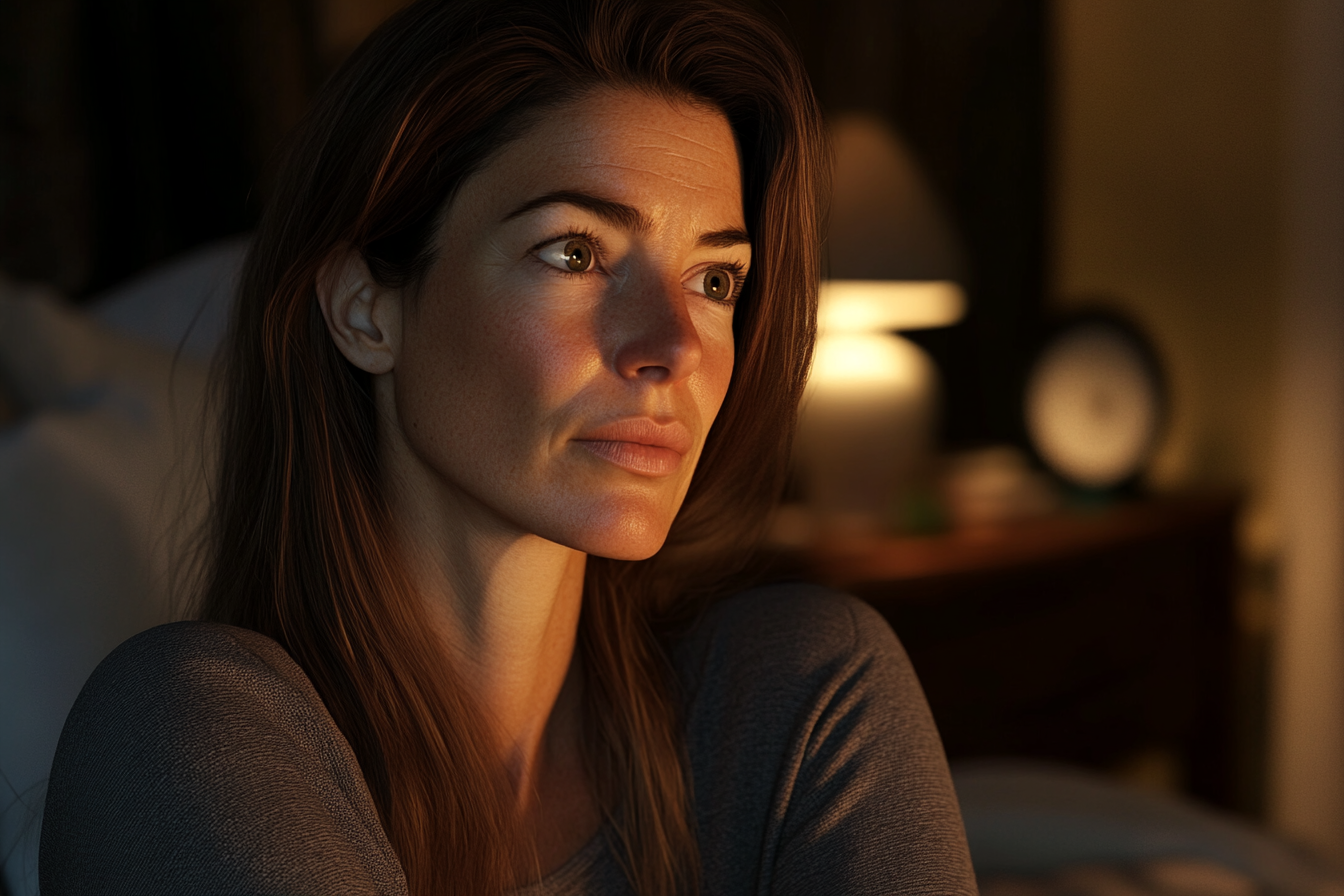 A woman sitting in her bedroom | Source: Midjourney