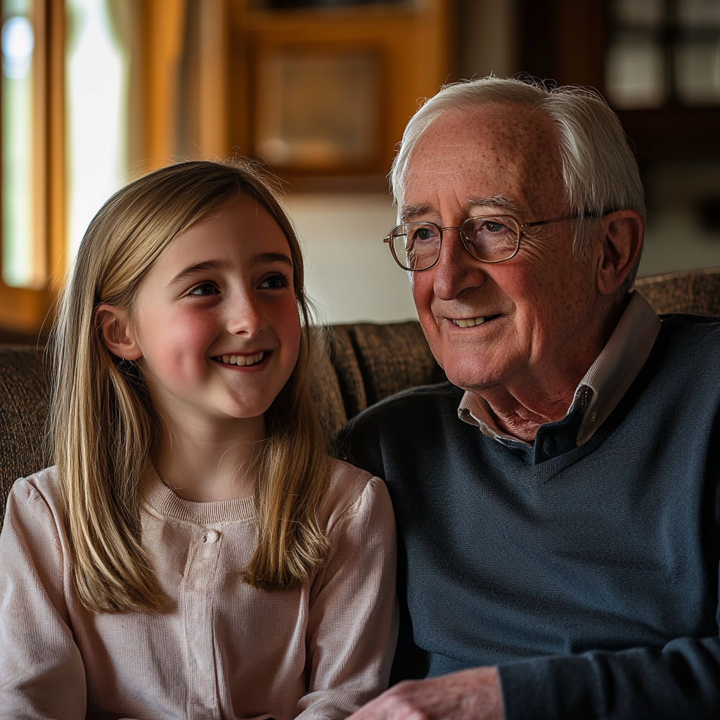 A 13-year-old year girl and an elderly man spending time together | Source: Midjourney