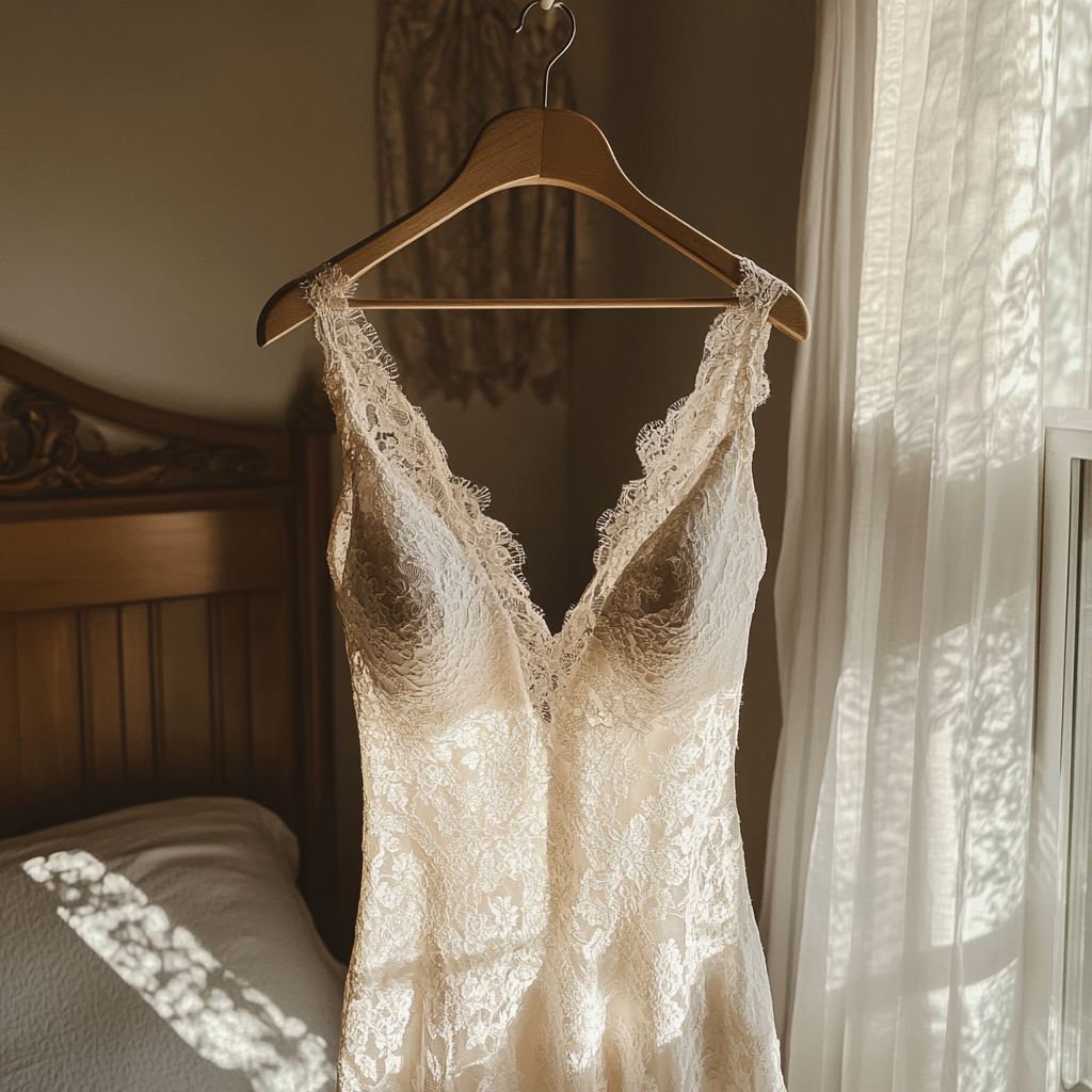 A hanging wedding dress | Source: Midjourney