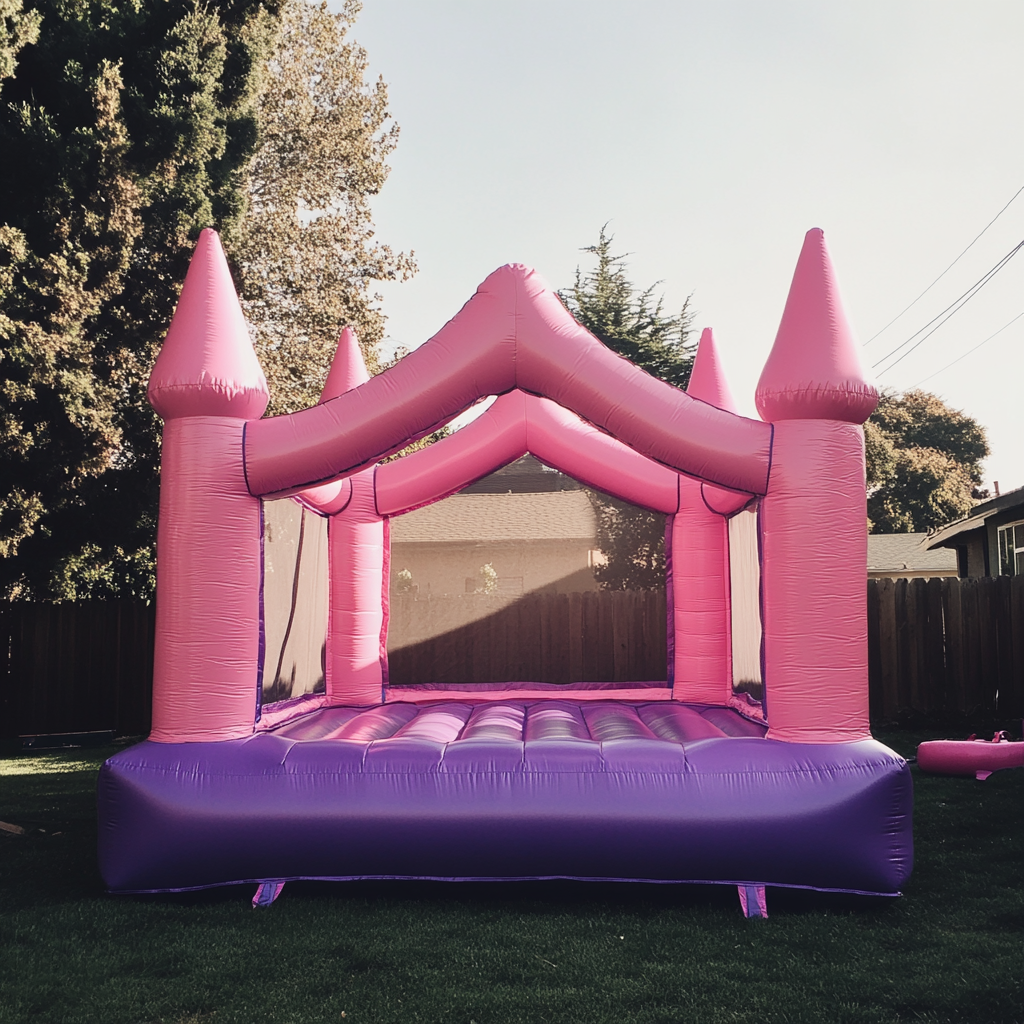 A pink and purple bouncy house | Source: Midjourney