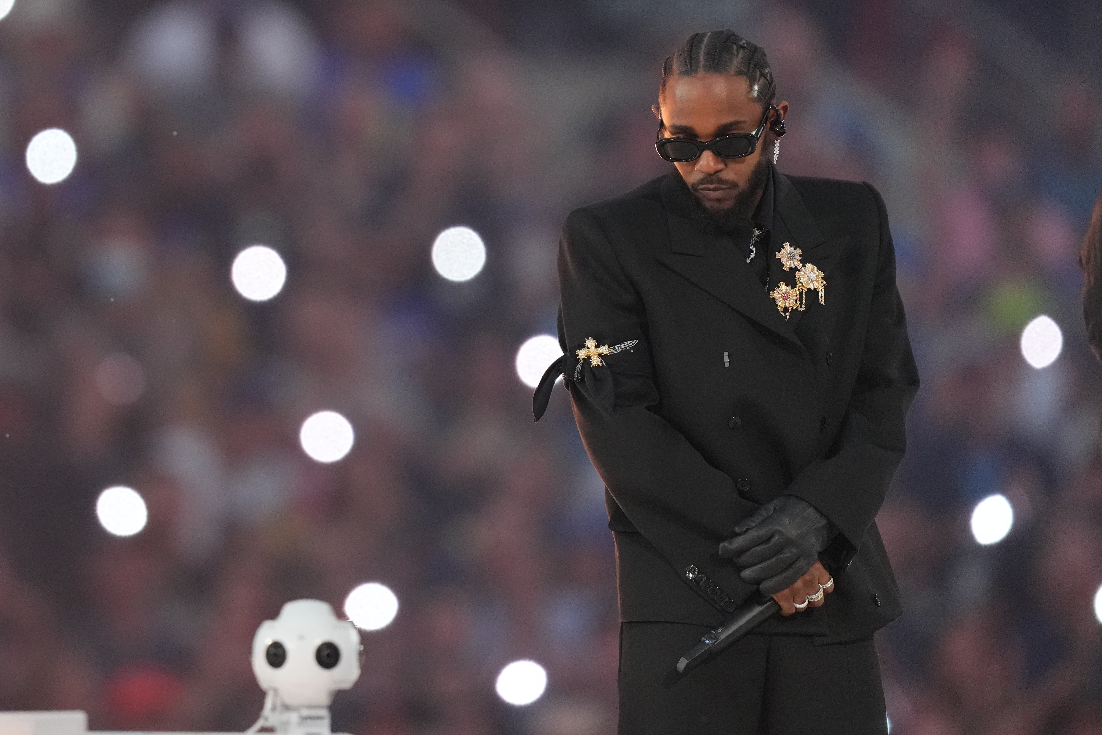 Kendrick Lamar performs in the Pepsi Halftime Show during the NFL Super Bowl LVI football game at SoFi Stadium on February 13, 2022 in Inglewood, California. | Source: Getty Images