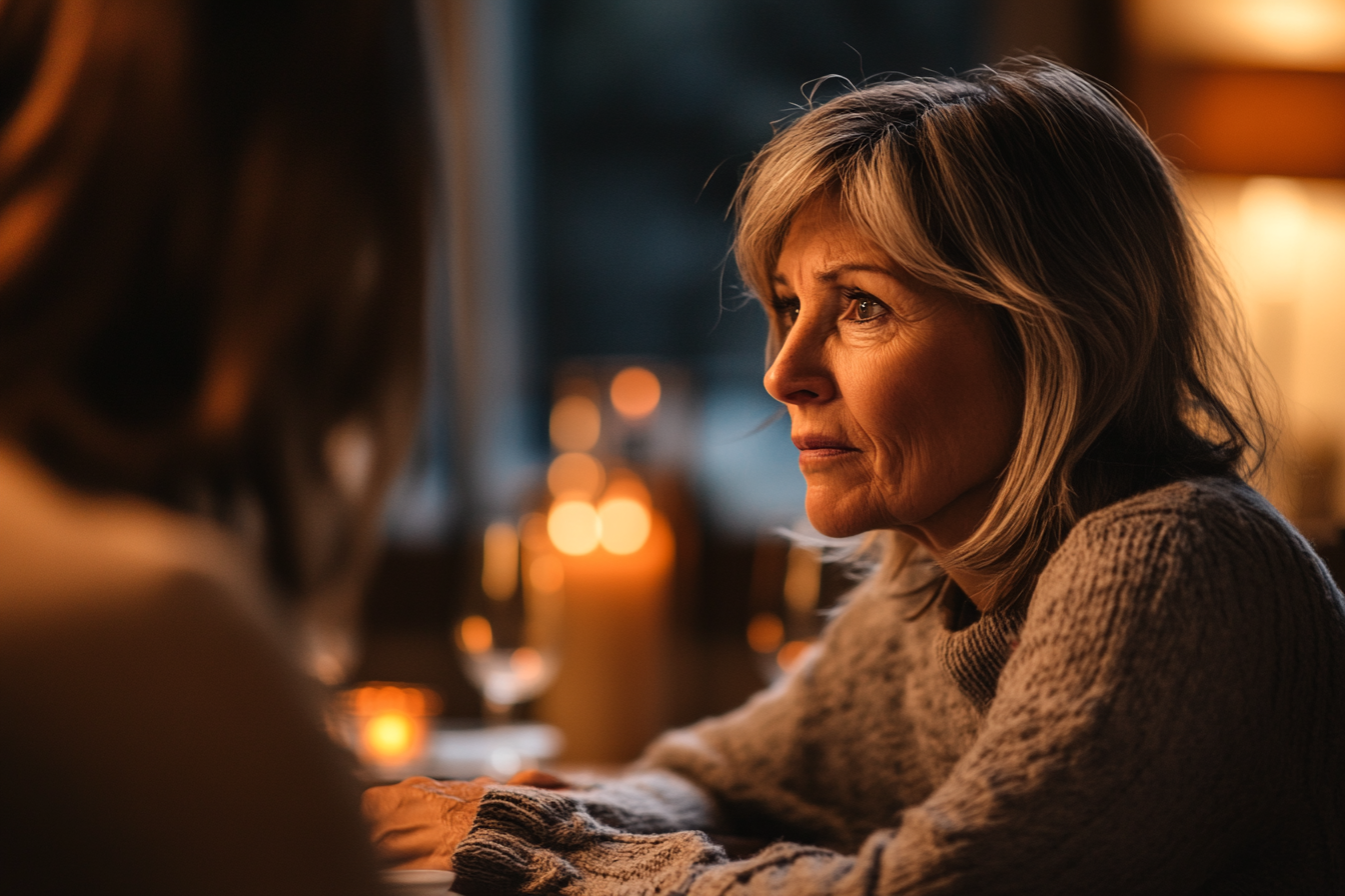 An emotional woman staring at someone | Source: Midjourney