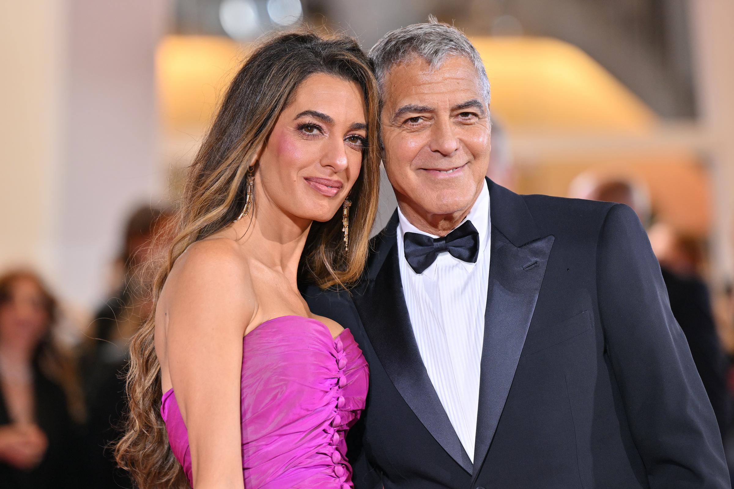 George and Amal Clooney attend the "Jay Kelly" red carpet during the 82nd Venice International Film Festival on August 28, 2025 | Source: Getty Images