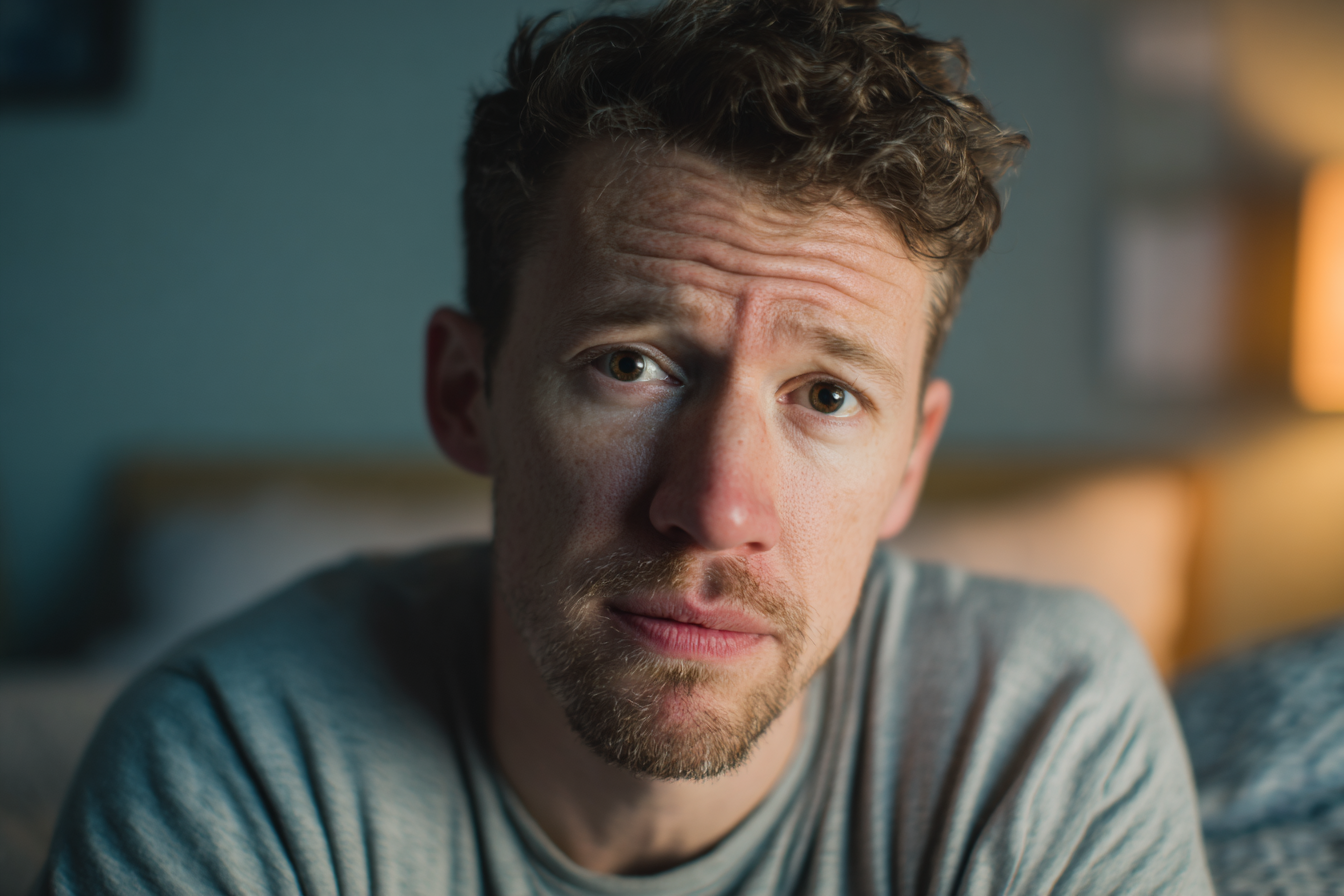 A man sitting in a bedroom | Source: Midjourney