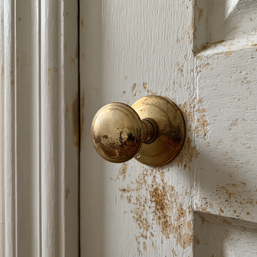 A close-up of a white door with a gold knob | Source: Midjourney