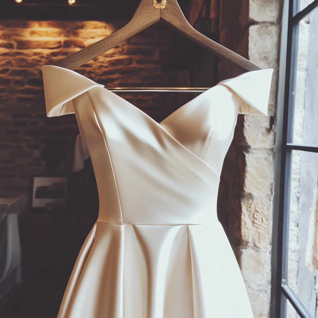 Flight Attendant Woke Me Up & Told Me to Check My Husband's Bag While He Was Away — I Never Expected What I Found 29 A beautiful wedding dress on a hanger | Source: Midjourney