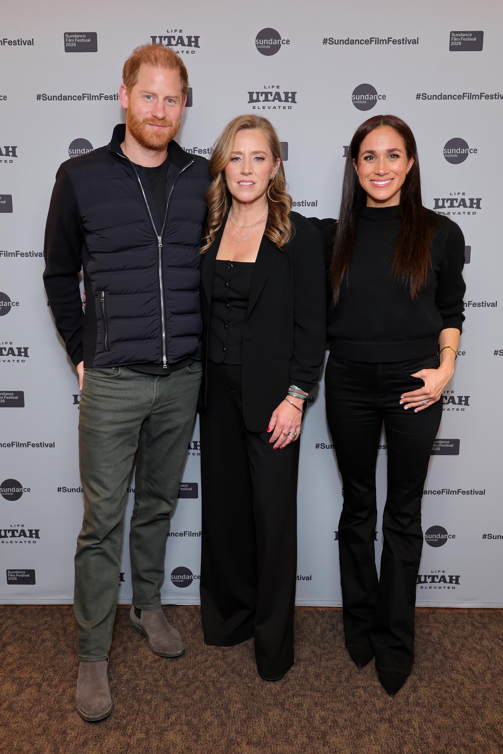 Prince Harry, Duke of Sussex, Amy Redford and Meghan, Duchess of Sussex attend the Salt Lake City celebration and premiere of "Cookie Queens" during the 2026 Sundance Film Festival at Rose Wagner Performing Arts Center on January 24, 2026 in Salt Lake City, Utah. | Source: Getty Images