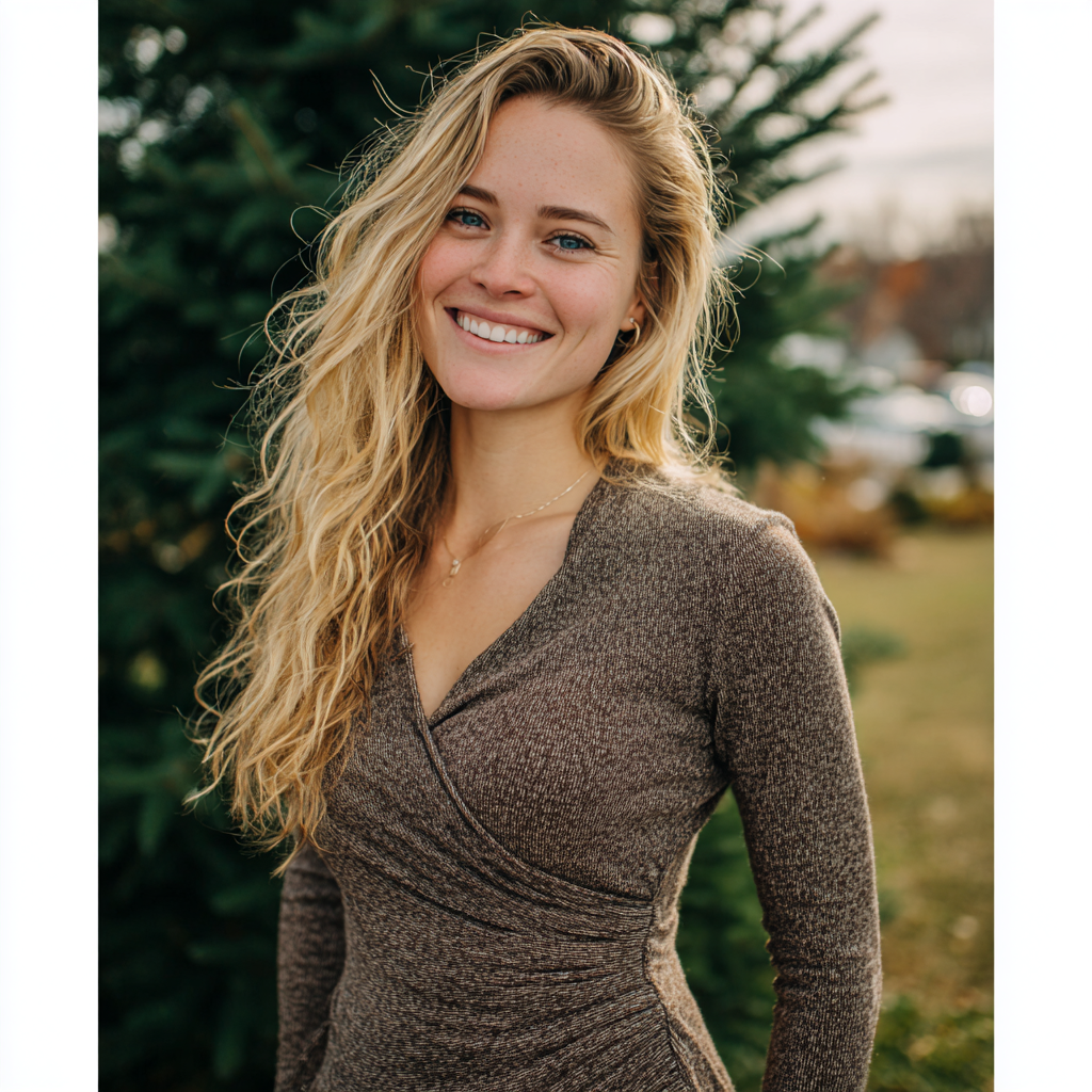 A smiling woman standing outside | Source: Midjourney