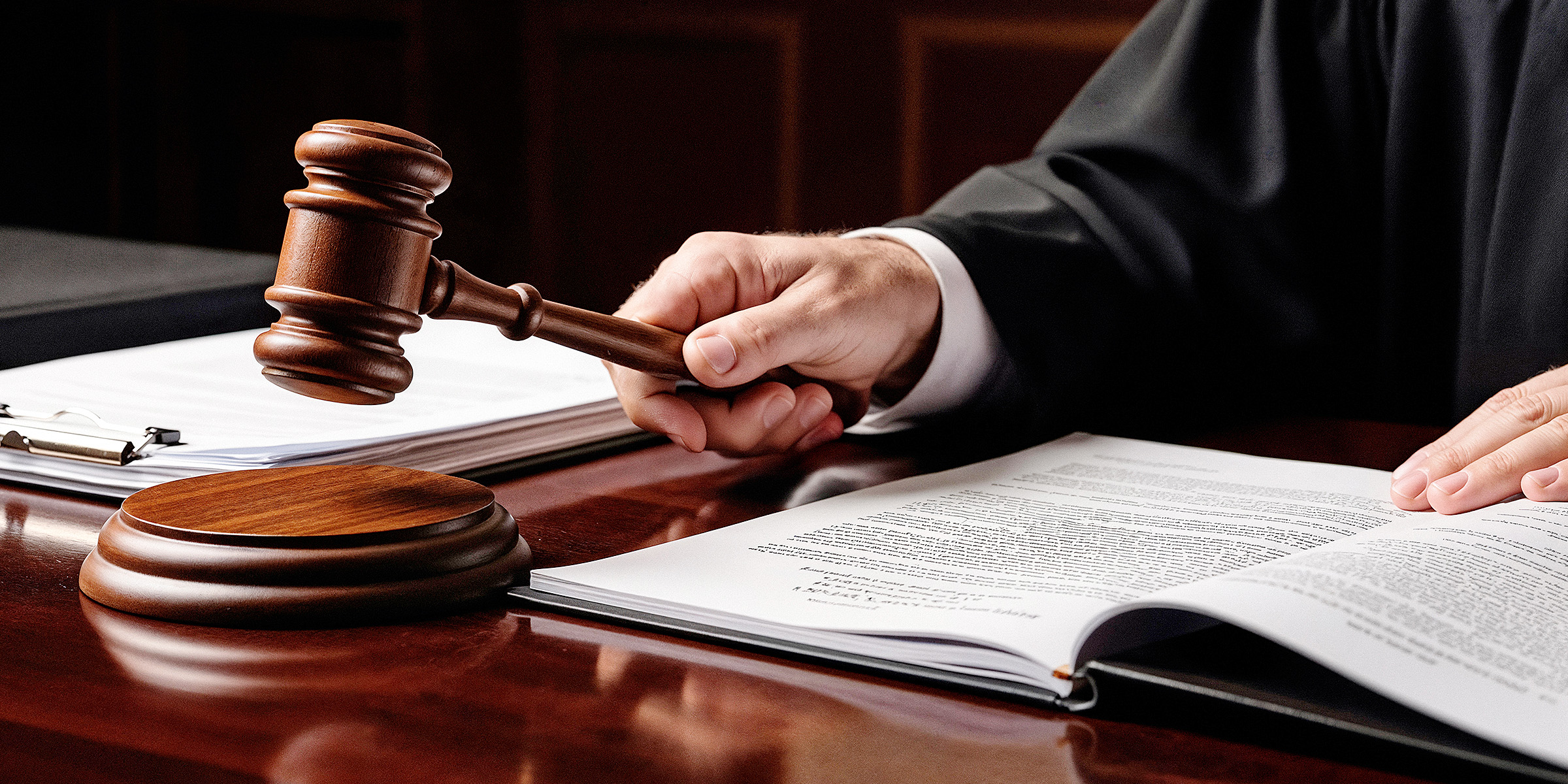 A judge holding a gavel in courtroom | Source: Freepik