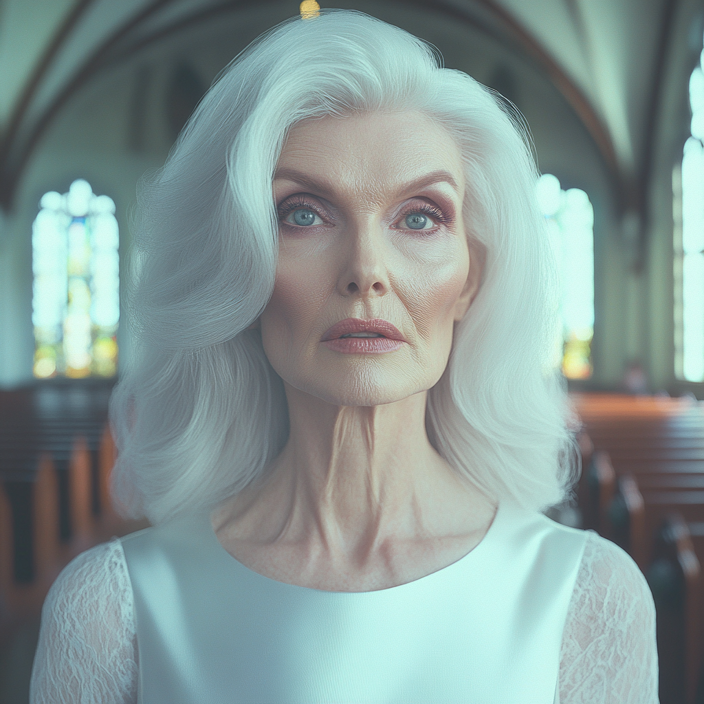 Une femme bouleversée dans une église | Source : Midjourney